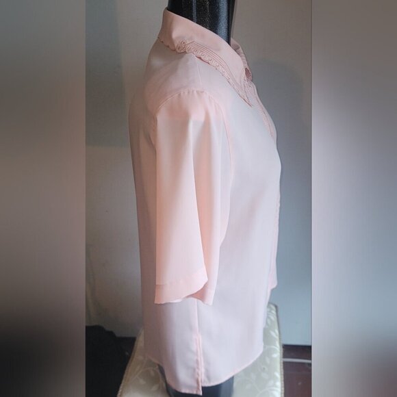 Vintage Script Pink Short Sleeve Blouse 8 - Picture 4 of 7